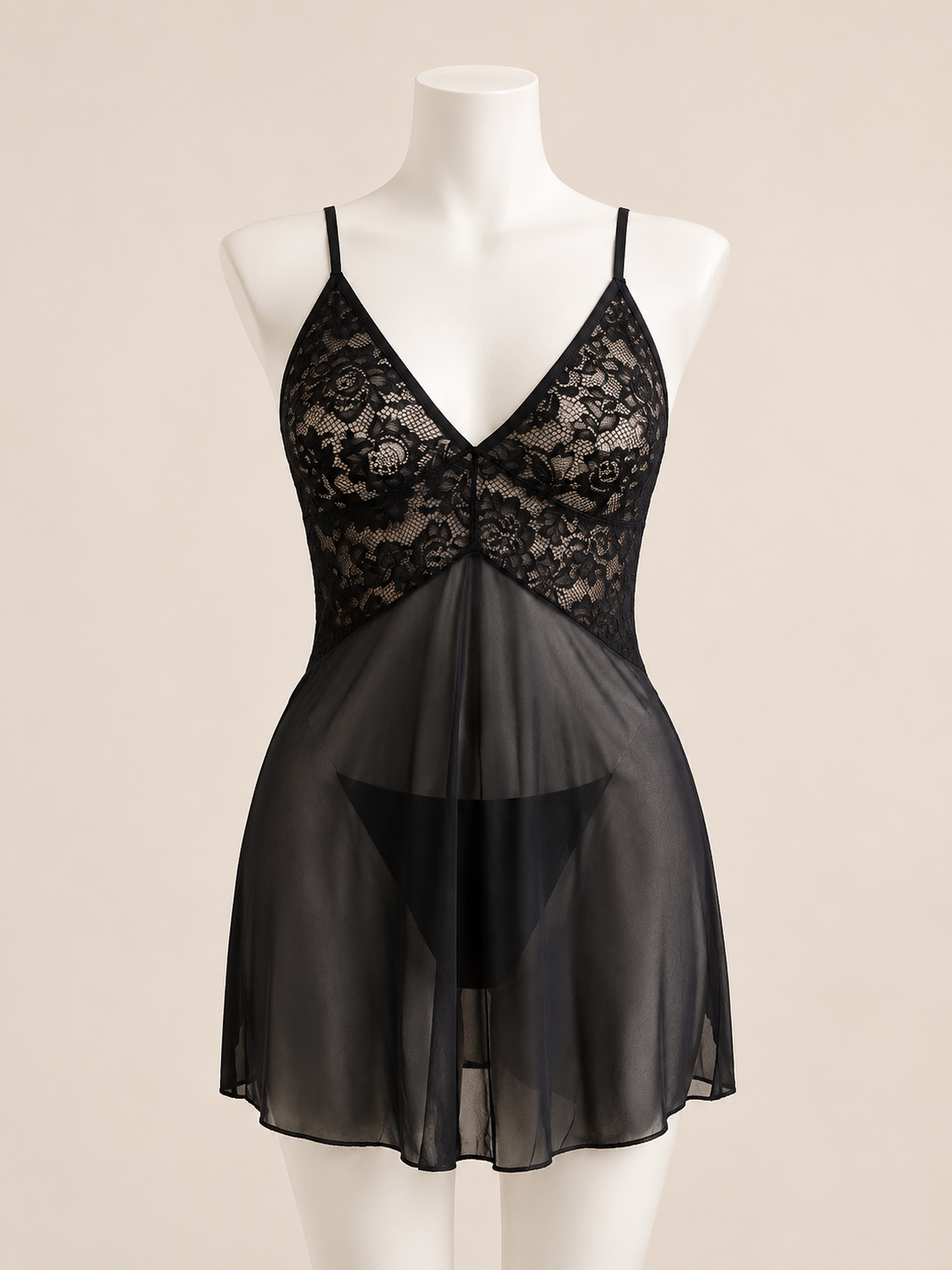 Moon Seduction Set Black slip front