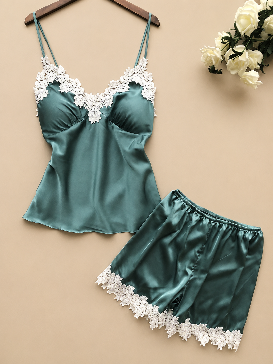 Blush Lace Set Emerald Green