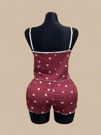 Sweetheart Dream Set Burgundy white hearts back