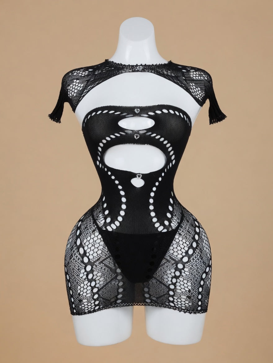 Midnight Obsession Cap Sleeve Cut-Out Mini front